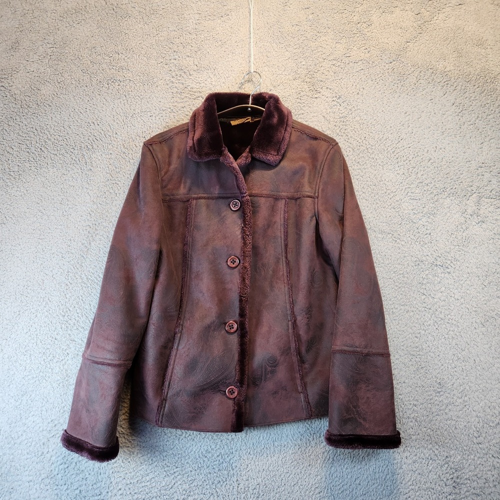 Dick Idol Jacket Womens‎ Small Faux Shearling Fleece Lined Paisley Buttons Warm